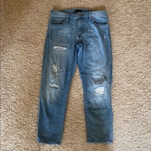 Uniqlo Slim Straight Low Mens Ripped Jeans